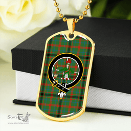 ScottishPlaid MacDonagh Ancient Clan Tartan Dog Tag Necklace - Crest Classic Scottish Plaid Tartan Plaid
