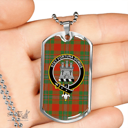 ScottishPlaid Strang Modern Clan Tartan Dog Tag Necklace - Crest Classic Scottish Plaid Tartan Plaid