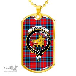 Scottish MacTavish Clan Tartan Dog Tag Necklace - Crest Classic Scottish Plaid Tartan Plaid
