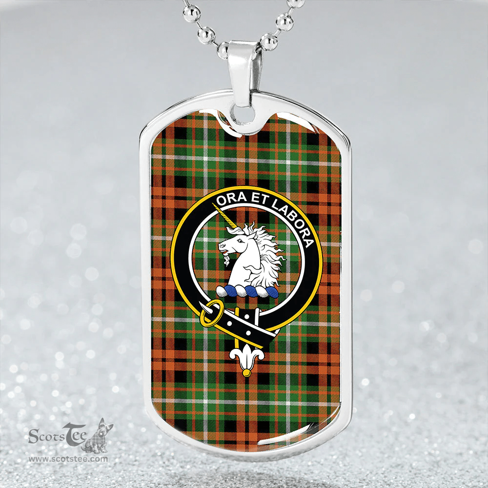 ScottishPlaid Ramsay Orange Ancient Clan Tartan Dog Tag Necklace - Crest Classic Scottish Plaid Tartan Plaid