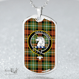 ScottishPlaid Ramsay Orange Ancient Clan Tartan Dog Tag Necklace - Crest Classic Scottish Plaid Tartan Plaid