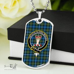 ScottishPlaid Robertson Hunting Ancient Clan Tartan Dog Tag Necklace - Crest Classic Scottish Plaid Tartan Plaid