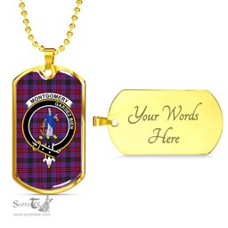 Scottish Montgomery Clan Tartan Dog Tag Necklace - Crest Classic Scottish Plaid Tartan Plaid