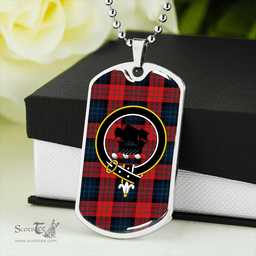ScottishPlaid MacInroy #2 (Personal) Modern Clan Tartan Dog Tag Necklace - Crest Classic Scottish Plaid Tartan Plaid
