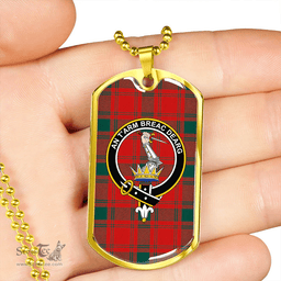 ScottishPlaid MacQuarrie (MacGuarie) Modern Clan Tartan Dog Tag Necklace - Crest Classic Scottish Plaid Tartan Plaid