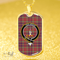 ScottishPlaid MacIntyre #2 Weathered Clan Tartan Dog Tag Necklace - Crest Classic Scottish Plaid Tartan Plaid