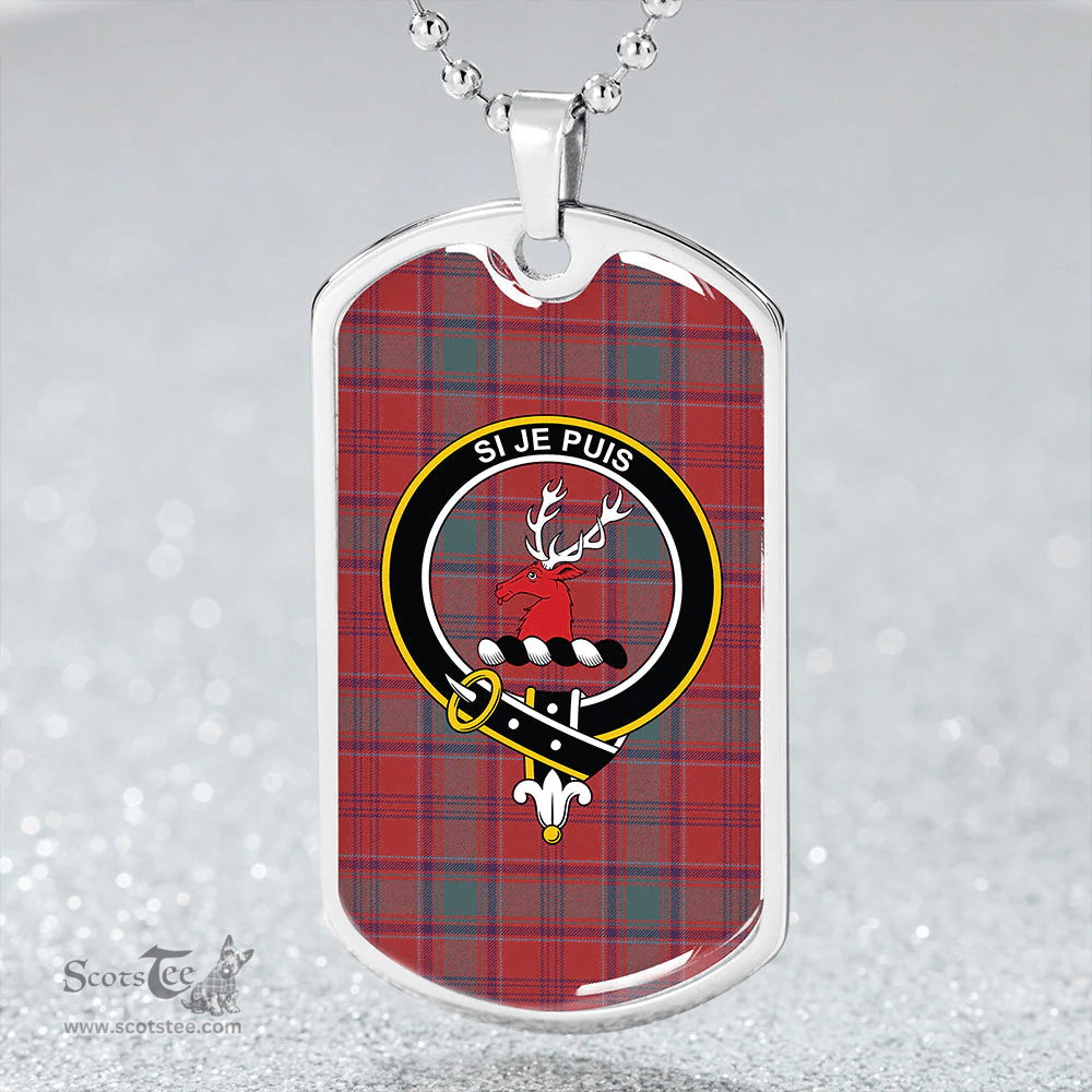 ScottishPlaid MacLintock Weathered Clan Tartan Dog Tag Necklace - Crest Classic Scottish Plaid Tartan Plaid