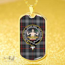 ScottishPlaid Urquhart #2 Modern Clan Tartan Dog Tag Necklace - Crest Classic Scottish Plaid Tartan Plaid
