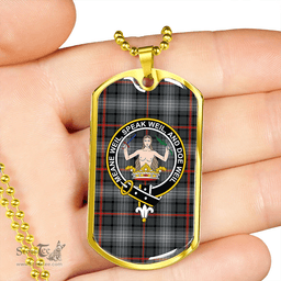 ScottishPlaid Urquhart #2 Modern Clan Tartan Dog Tag Necklace - Crest Classic Scottish Plaid Tartan Plaid