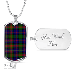 Scottish Cameron of Erracht Modern Clan Tartan Dog Tag Necklace - Classic Scottish Plaid Tartan Plaid