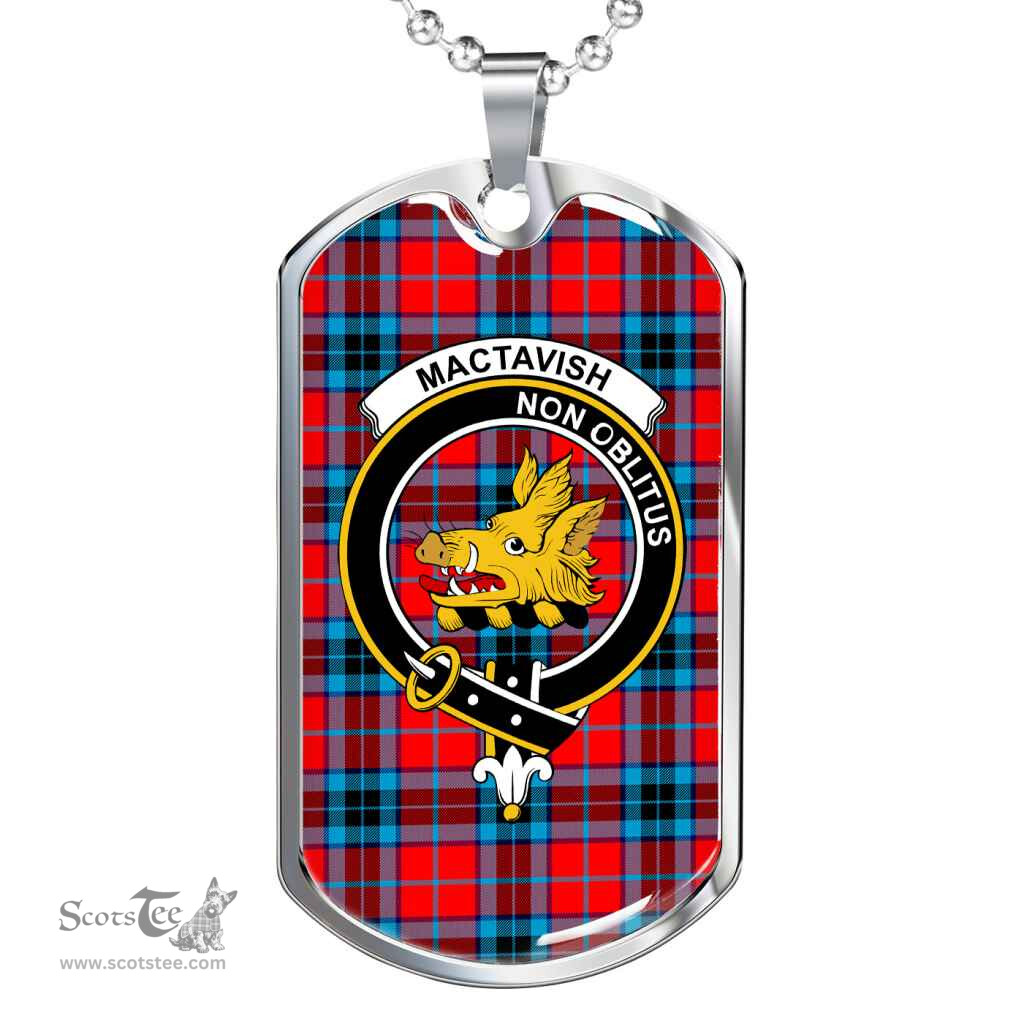 Scottish MacTavish Clan Tartan Dog Tag Necklace - Crest Classic Scottish Plaid Tartan Plaid
