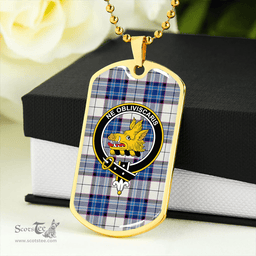 ScottishPlaid MacKellar Dress Royal Clan Tartan Dog Tag Necklace - Crest Classic Scottish Plaid Tartan Plaid
