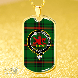 ScottishPlaid Primrose Clan Tartan Dog Tag Necklace - Crest Classic Scottish Plaid Tartan Plaid
