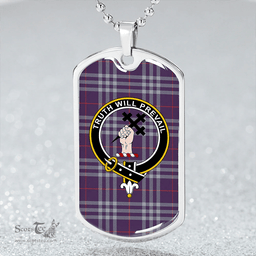 ScottishPlaid Thomson Navy (Thompson Navy) Weathered Clan Tartan Dog Tag Necklace - Crest Classic Scottish Plaid Tartan Plaid