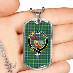 ScottishPlaid MacDonald Lord of the Isles; Hunting Ancient Clan Tartan Dog Tag Necklace - Crest Classic Scottish Plaid Tartan Plaid