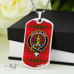 ScottishPlaid MacDowall Clan Tartan Dog Tag Necklace - Crest Classic Scottish Plaid Tartan Plaid
