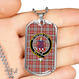 ScottishPlaid Ogilvie #2 Clan Tartan Dog Tag Necklace - Crest Classic Scottish Plaid Tartan Plaid