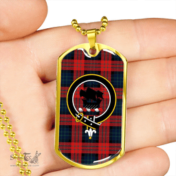 ScottishPlaid MacInroy #2 (Personal) Modern Clan Tartan Dog Tag Necklace - Crest Classic Scottish Plaid Tartan Plaid