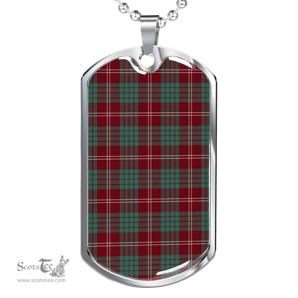 Scottish Crawford Modern Clan Tartan Dog Tag Necklace - Classic Scottish Plaid Tartan Plaid
