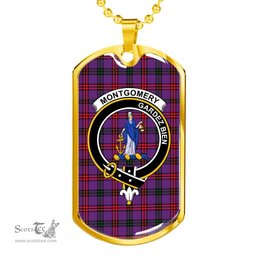 Scottish Montgomery Clan Tartan Dog Tag Necklace - Crest Classic Scottish Plaid Tartan Plaid