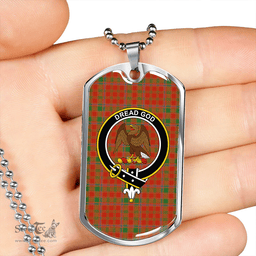 ScottishPlaid Munro (Logan) Ancient Clan Tartan Dog Tag Necklace - Crest Classic Scottish Plaid Tartan Plaid