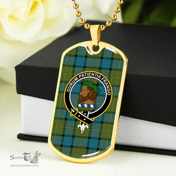 ScottishPlaid Muir Ancient Clan Tartan Dog Tag Necklace - Crest Classic Scottish Plaid Tartan Plaid