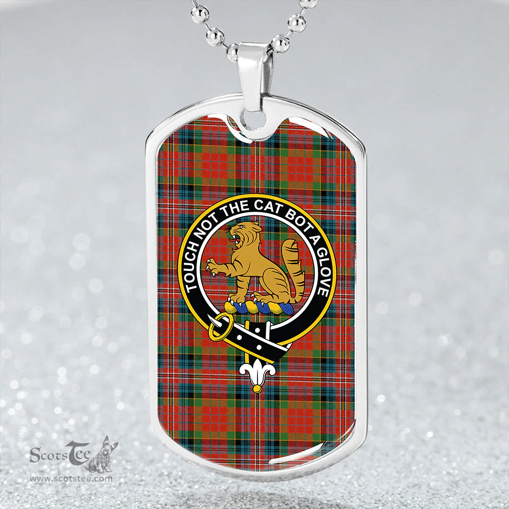 ScottishPlaid MacPherson Ancient Clan Tartan Dog Tag Necklace - Crest Classic Scottish Plaid Tartan Plaid