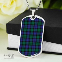 Scottish Blackwatch Modern Clan Tartan Dog Tag Necklace - Classic Scottish Plaid Tartan Plaid