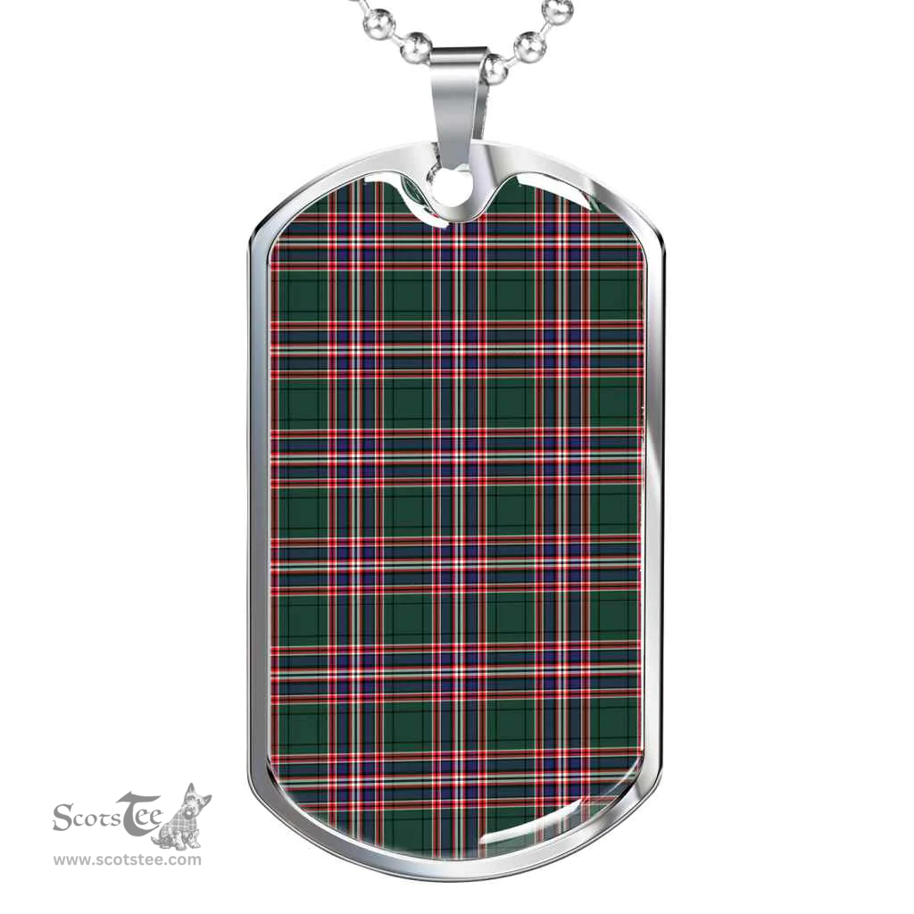 Scottish MacFarlane Hunting Modern Clan Tartan Dog Tag Necklace - Classic Scottish Plaid Tartan Plaid