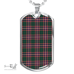 Scottish MacFarlane Hunting Modern Clan Tartan Dog Tag Necklace - Classic Scottish Plaid Tartan Plaid