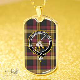 ScottishPlaid MacMillan Weathered Clan Tartan Dog Tag Necklace - Crest Classic Scottish Plaid Tartan Plaid