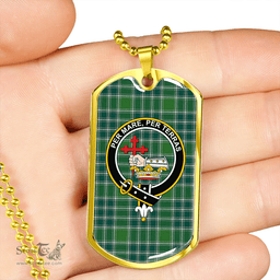 ScottishPlaid MacDonald Lord of the Isles; Hunting Ancient Clan Tartan Dog Tag Necklace - Crest Classic Scottish Plaid Tartan Plaid