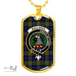 Scottish MacLaren Clan Tartan Dog Tag Necklace - Crest Classic Scottish Plaid Tartan Plaid