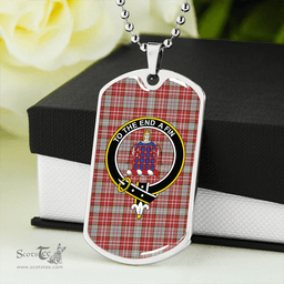 ScottishPlaid Ogilvie #2 Clan Tartan Dog Tag Necklace - Crest Classic Scottish Plaid Tartan Plaid