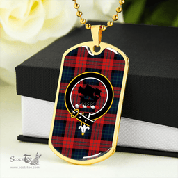 ScottishPlaid MacInroy #2 (Personal) Modern Clan Tartan Dog Tag Necklace - Crest Classic Scottish Plaid Tartan Plaid