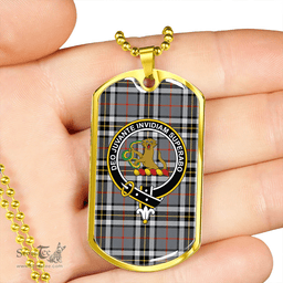 ScottishPlaid Thomson Grey (MacThomas/Thompson Grey) Modern Clan Tartan Dog Tag Necklace - Crest Classic Scottish Plaid Tartan Plaid
