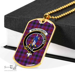Scottish Montgomery Clan Tartan Dog Tag Necklace - Crest Classic Scottish Plaid Tartan Plaid