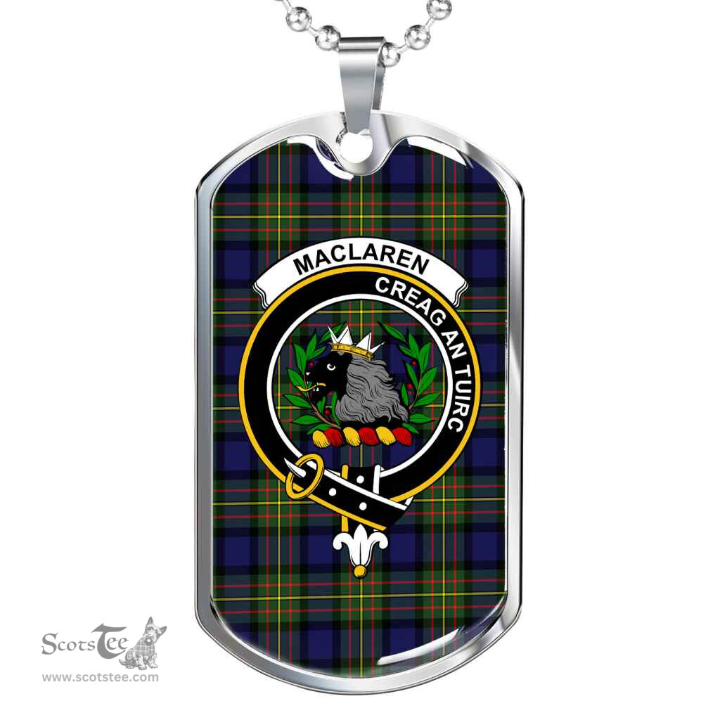 Scottish MacLaren Clan Tartan Dog Tag Necklace - Crest Classic Scottish Plaid Tartan Plaid