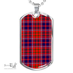 Scottish Cameron of Lochiel Modern Clan Tartan Dog Tag Necklace - Classic Scottish Plaid Tartan Plaid