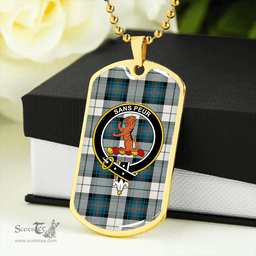 ScottishPlaid Sutherland Dress Royal Blue Ancient Clan Tartan Dog Tag Necklace - Crest Classic Scottish Plaid Tartan Plaid