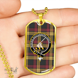 ScottishPlaid MacMillan Weathered Clan Tartan Dog Tag Necklace - Crest Classic Scottish Plaid Tartan Plaid