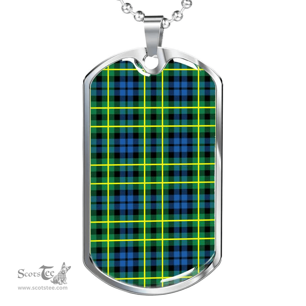 Scottish Campbell of Breadalbane Ancient Clan Tartan Dog Tag Necklace - Classic Scottish Plaid Tartan Plaid