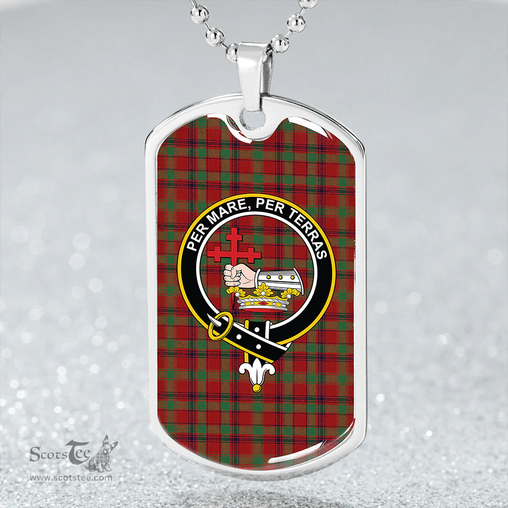 ScottishPlaid MacDonald of Aird & Valley (Donald of Aird & Valley) Modern Clan Tartan Dog Tag Necklace - Crest Classic Scottish Plaid Tartan Plaid