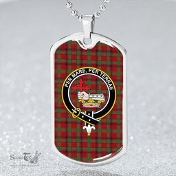 ScottishPlaid MacDonald of Aird & Valley (Donald of Aird & Valley) Modern Clan Tartan Dog Tag Necklace - Crest Classic Scottish Plaid Tartan Plaid