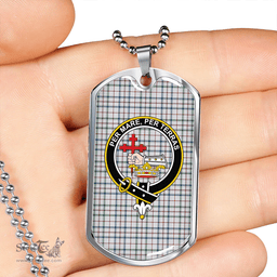 ScottishPlaid MacLeod, Wedding (Personal) (MacDougal Arisaid) Modern Clan Tartan Dog Tag Necklace - Crest Classic Scottish Plaid Tartan Plaid