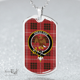 ScottishPlaid Munro Black & Red Weathered Clan Tartan Dog Tag Necklace - Crest Classic Scottish Plaid Tartan Plaid