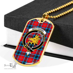 Scottish MacTavish Clan Tartan Dog Tag Necklace - Crest Classic Scottish Plaid Tartan Plaid