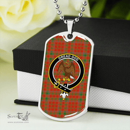 ScottishPlaid Munro (Logan) Ancient Clan Tartan Dog Tag Necklace - Crest Classic Scottish Plaid Tartan Plaid
