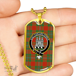 ScottishPlaid Strang Modern Clan Tartan Dog Tag Necklace - Crest Classic Scottish Plaid Tartan Plaid