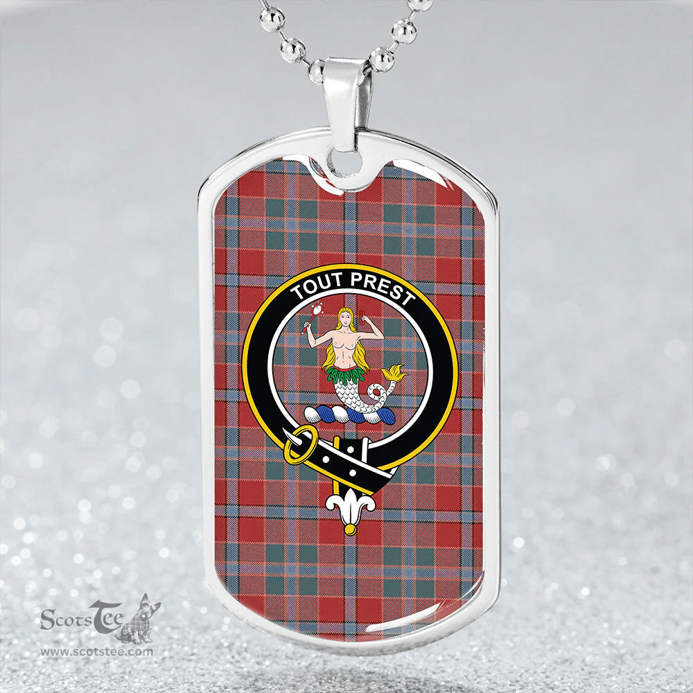 ScottishPlaid Murray of Abercairney Weathered Clan Tartan Dog Tag Necklace - Crest Classic Scottish Plaid Tartan Plaid